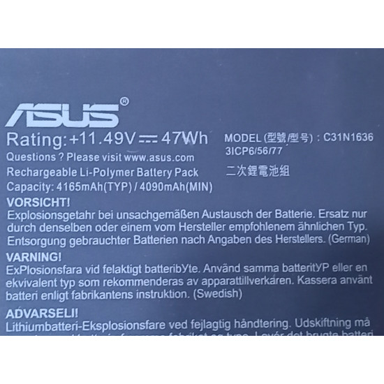 Genuine C31N1636 Battery for Asus