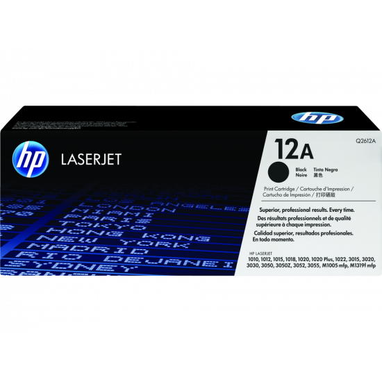 HP 12A Black Original LaserJet Toner Cartridge, Q2612A